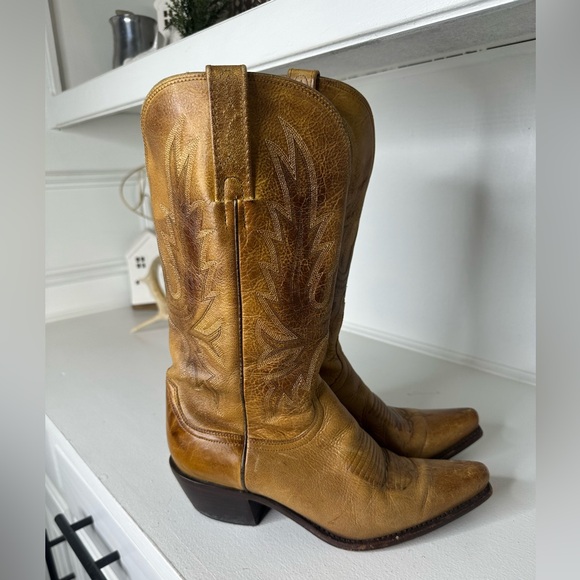 Charlie 1 Horse Tan Classic Embroidered Leather Western Boots – Women’s Size 7B - Picture 5 of 9